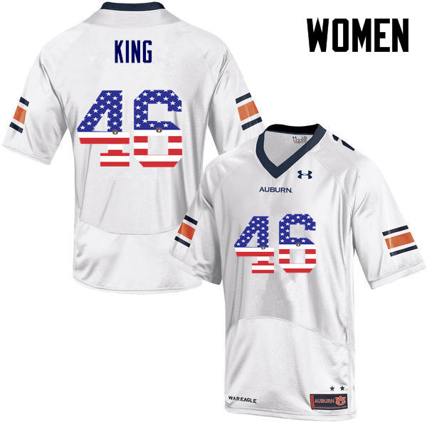 Women #46 Caleb King Auburn Tigers USA Flag Fashion College Football Jerseys-White - Click Image to Close